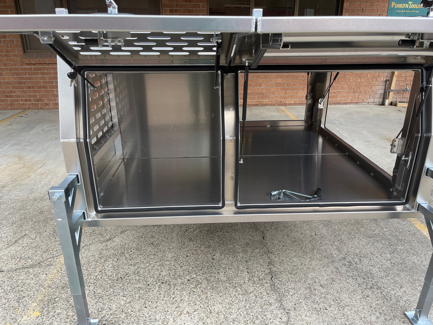 1800mm Canopy with 1/4 Dog Cage - Flat Alloy - Jack off with Legs - 2.5mm Marine Grade