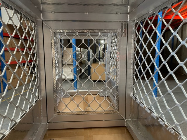 Full Dog Cage - Aluminum Checker Plate with Mesh