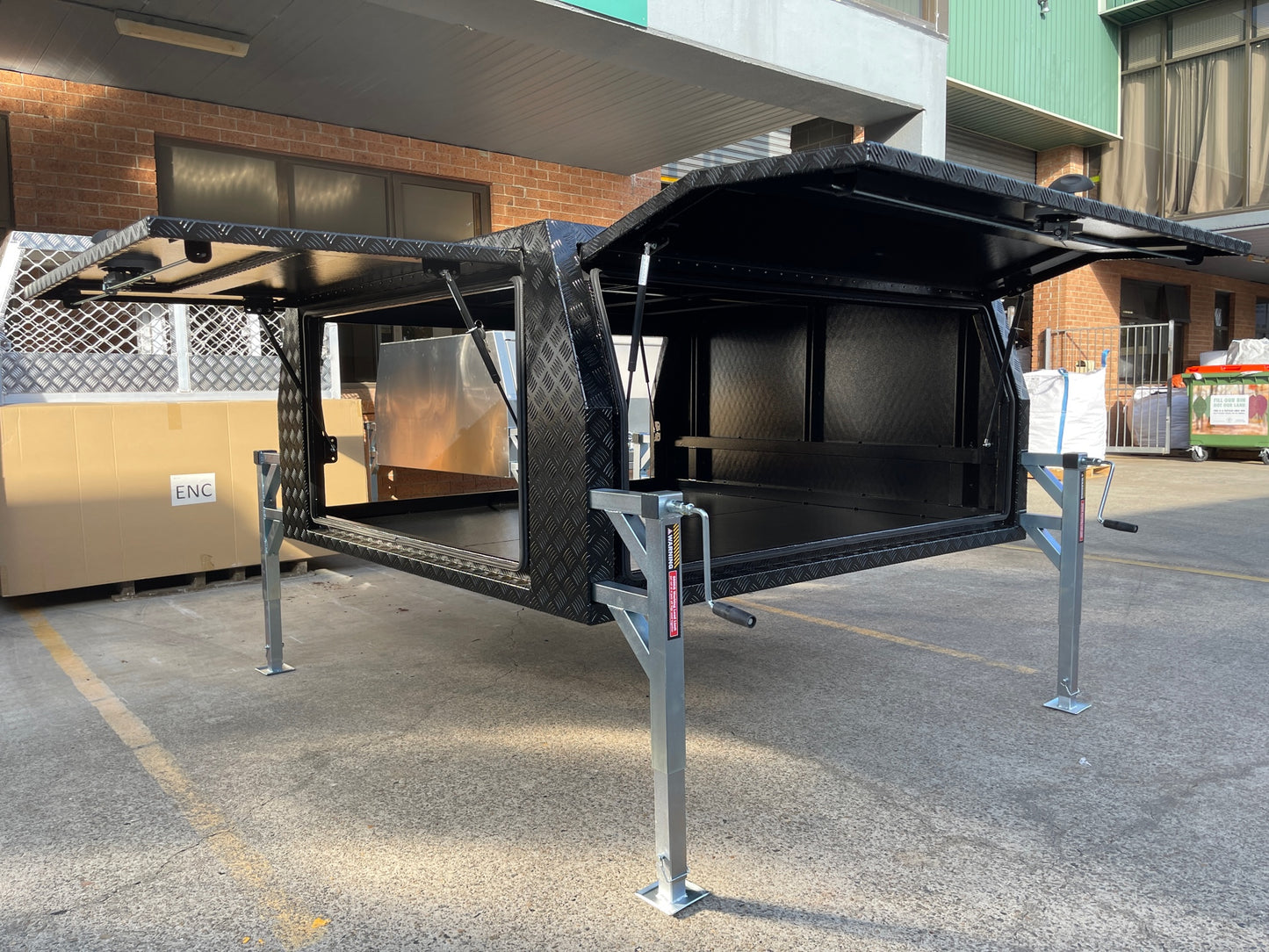 (Big Sale!) Black 1800mm (L) x 1770mm (W) x 860mm (H) Lift off Canopy in Aluminum Checker Plate