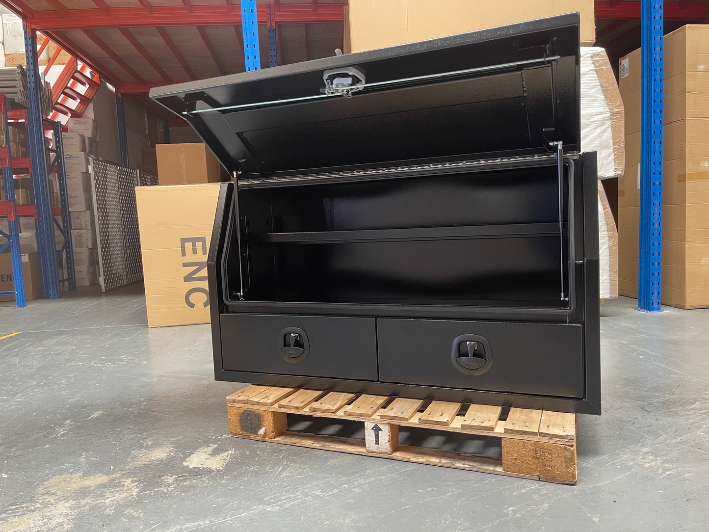 Black Side Opening Toolbox with 2 Bottom Drawers - 1150mm Long