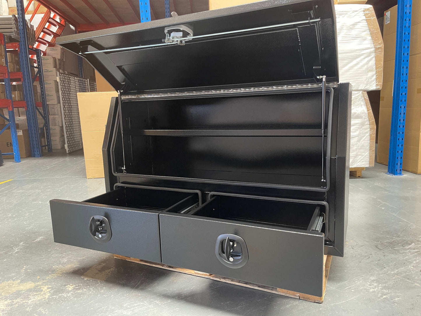 Black Side Opening Toolbox with2 Bottom Drawers - 1450mm Long