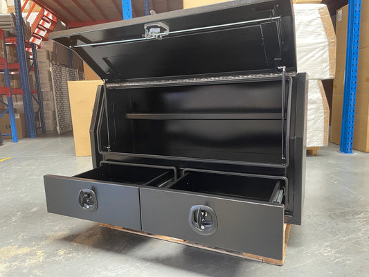 Black Side Opening Toolbox with 2 Bottom Drawers - 1150mm Long